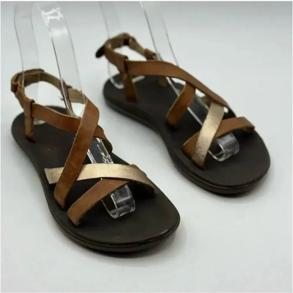 OluKai Upena Girl’s Leather Velcro Slingback Sandals Size Girls 13 (32)
